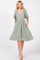 Sage Textured Floral Square Neck Puff Sleeve Dress
