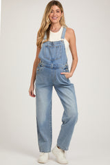 Blue Denim Front Pocket Maternity Overall