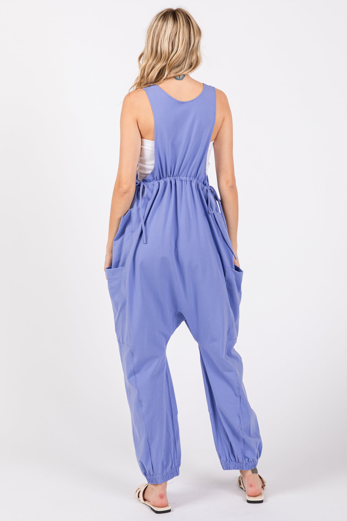 Lavender Racerback Drawstring Side Pocket Jumpsuit