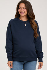 Navy Blue Pullover Maternity Terry Crewneck