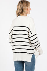 Ivory Striped Drop Shoulder Sweater