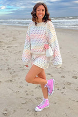 Multi Cozy Soft Multi Polka Dot Top With Short Set