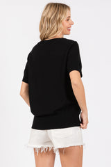 Black Short Sleeve Knit Top