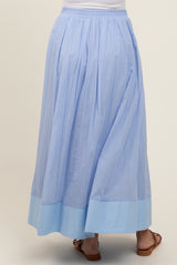 Light Periwinkle Colorblock Maternity Maxi Skirt