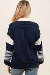 Navy Colorblock Striped Maternity Long Sleeve Top