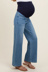 Blue Super Wide Leg Maternity Jeans