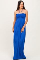 Royal Blue Smocked Halter Maxi Dress