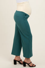 Forest Green Cropped Wide Leg Maternity Trousers