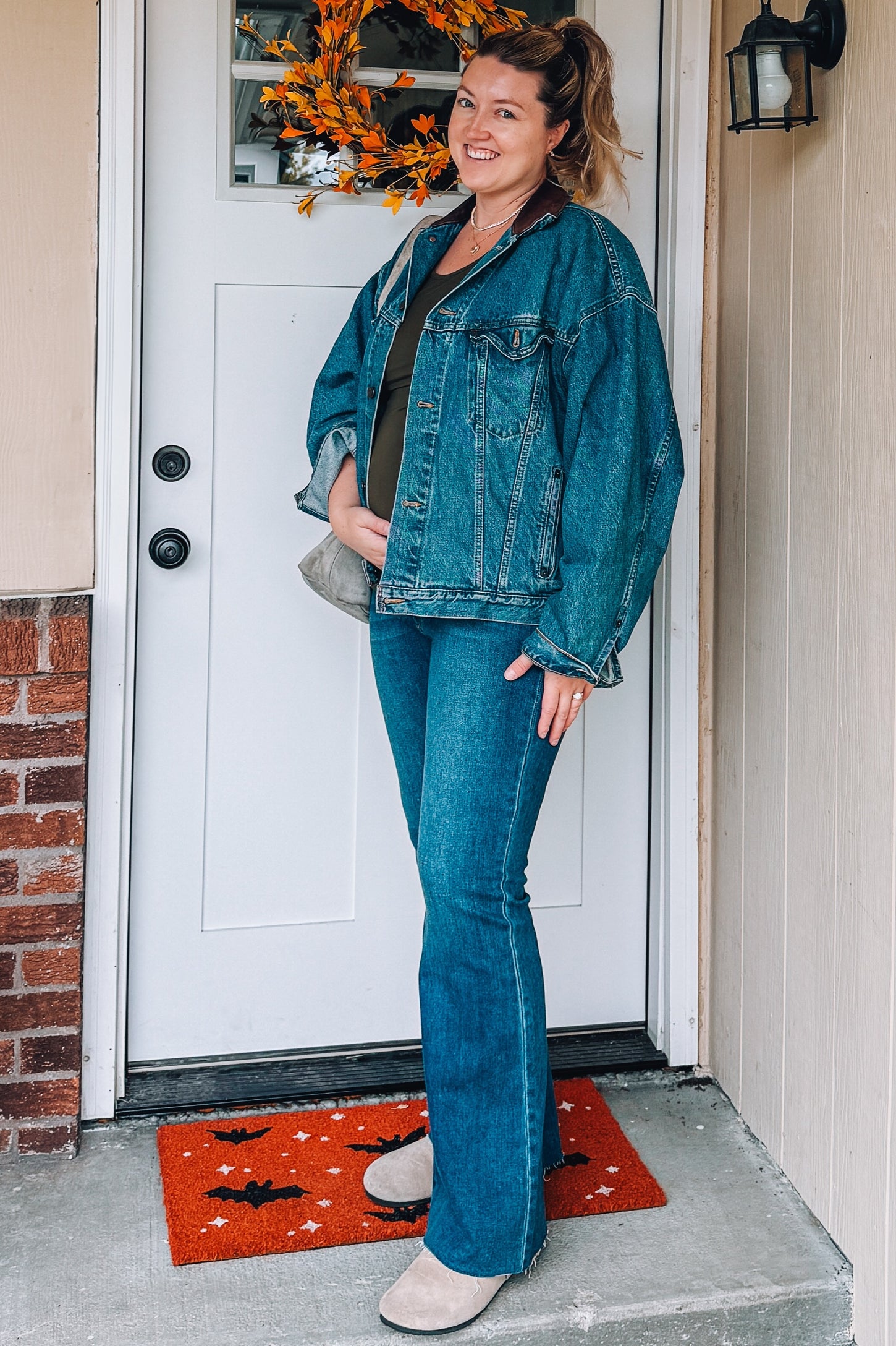 Navy Blue Flare Leg Raw Hem Maternity Jeans