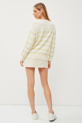 Lime Striped Knit Sweater