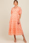 Red Floral V-Neck Tiered Maternity Midi Dress