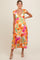 Multi Color Floral V-Neckline Short Sleeve Maternity Dress