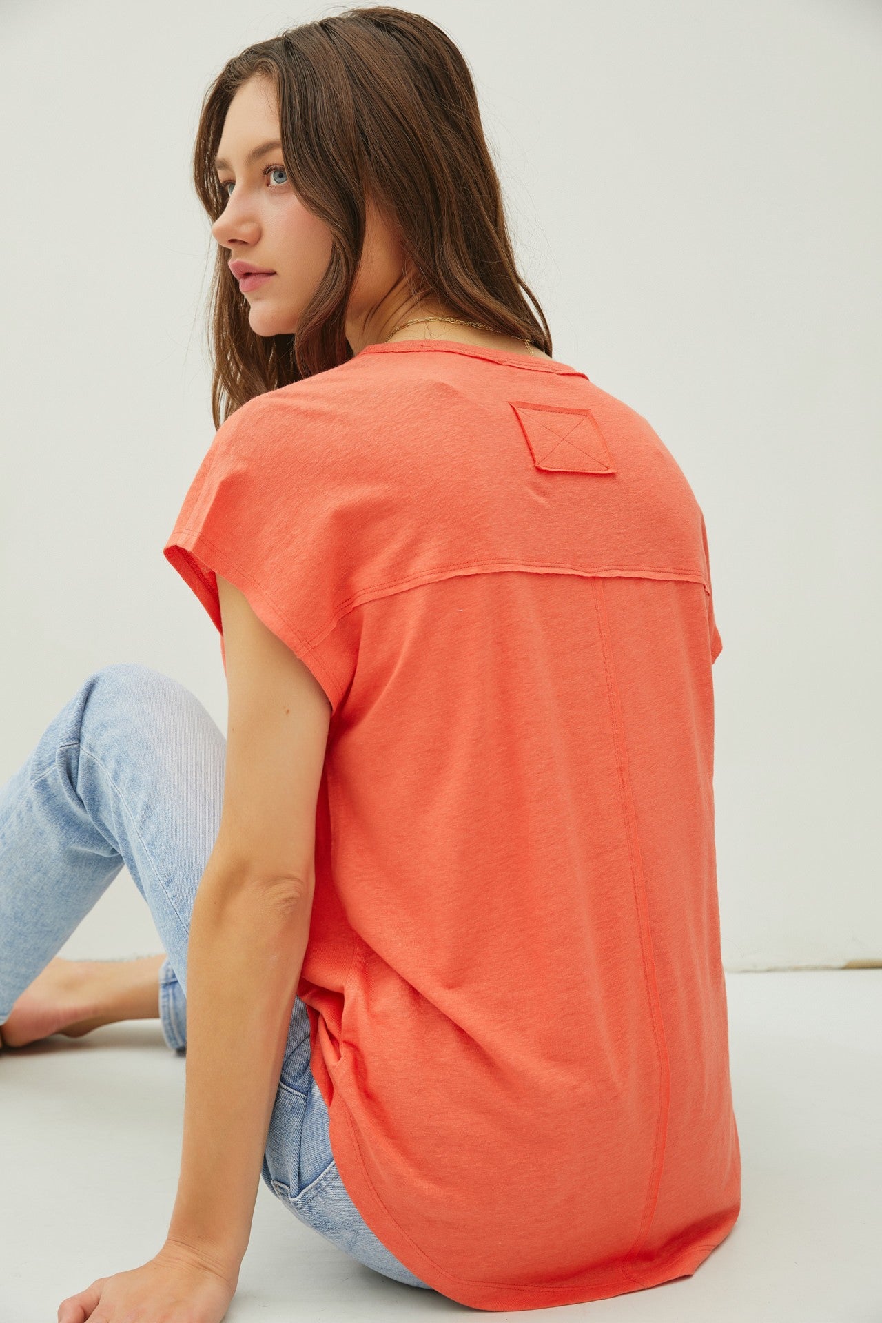 Orange V-Neck Top