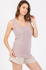 Light Pink Sleeveless Ribbed Square Neck Top