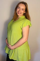 Lime Tiered Maternity Tunic Top
