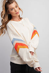 Ivory Banded Bottom Terry Pullover