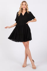 Black Tiered Linen Dress