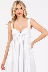 White Front Tie Sleeveless Midi Dress