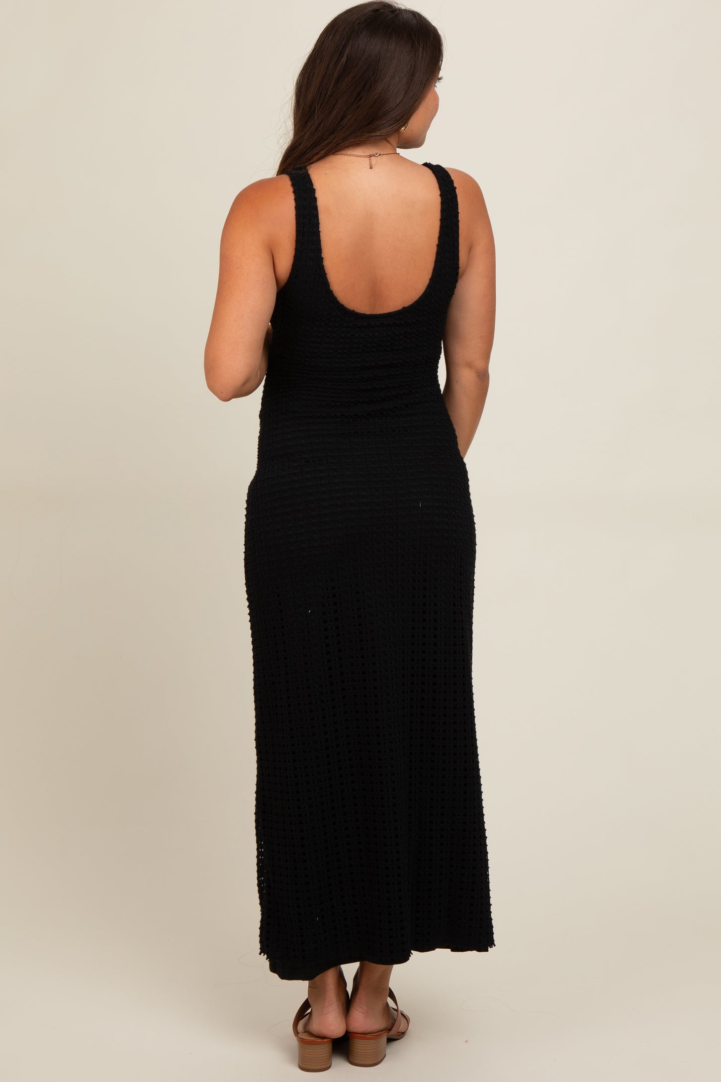 Black Fitted Maternity Maxi Dress