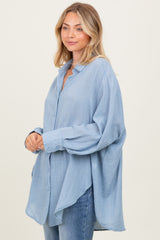 Blue Long Sleeve Collared Button Down Shirt