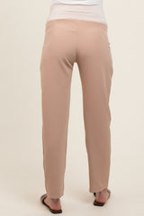 Beige Pleated Relax Fit Maternity Pants