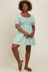 Mint Green Textured Bodice Maternity Dress