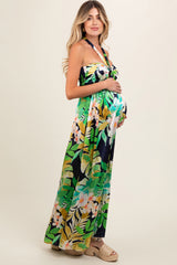 Green Floral Cutout Maternity Maxi Dress