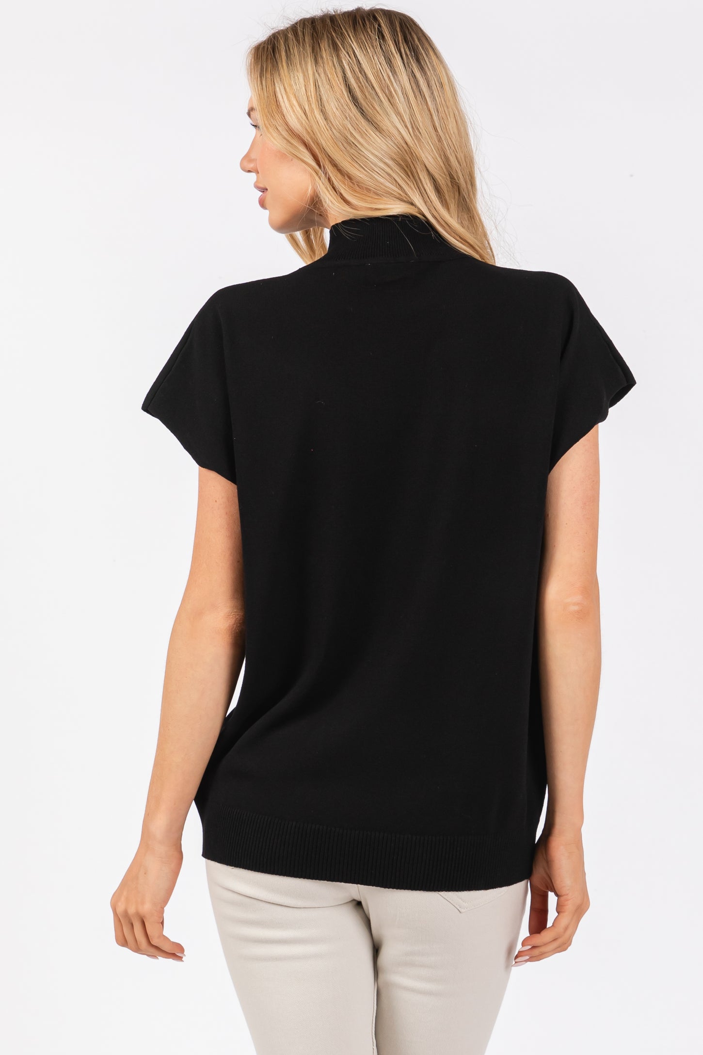 Black Mock Neck Knit Top