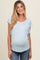 Light Blue Striped Ruffle Sleeve Maternity Top