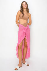 Pink Sheer Ruffle Accent Maternity Cover Up