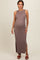 Taupe Sleeveless Knit Side Slit Maternity Midi Dress