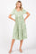 Light Olive Floral Tiered Midi Dress