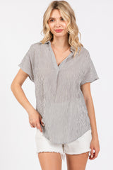Ivory Striped Split V-Neck Dolman Sleeve Maternity Top