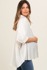 Ivory Textured Maternity Button Down Blouse