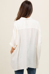 Ivory Textured Maternity Button Down Blouse