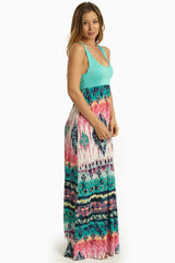 Jade Multi-Color Printed Bottom Maxi Dress
