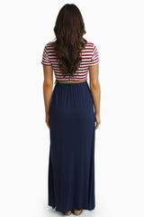 Red Striped Top Belted Maxi Dress