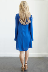 Blue Chiffon Bell Sleeve Dress