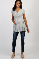 PinkBlush Grey Draped Front Maternity/Nursing Top