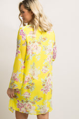 PinkBlush Yellow Floral Printed V-Neck Chiffon Maternity Dress
