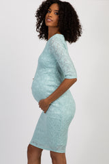 PinkBlush Light Blue Lace Maternity Dress