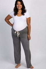 Charcoal Grey Drawstring Plus Maternity Pajama Pants