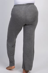 Charcoal Grey Drawstring Plus Maternity Pajama Pants