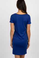 PinkBlush Royal Blue Fitted Short Sleeve Maternity Dress