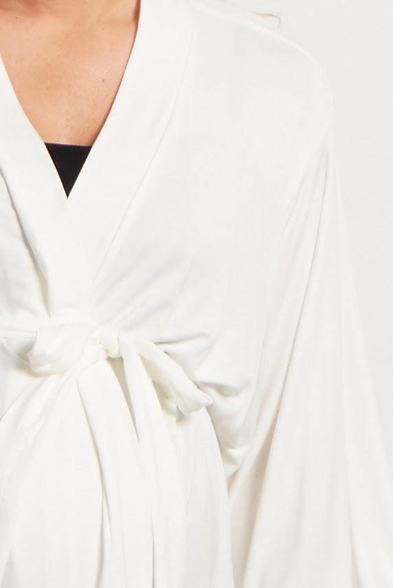 PinkBlush Ivory Lace Trim Delivery/Nursing Maternity Robe