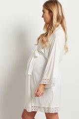 PinkBlush Ivory Lace Trim Delivery/Nursing Maternity Robe
