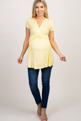 PinkBlush Yellow Draped Front Maternity/Nursing Top