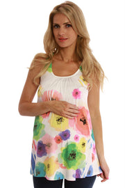 White Floral Maternity Tank Top