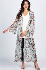 PinkBlush Light Olive Floral Long Cover Up
