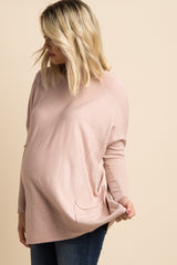 Light Pink Pocketed Dolman Sleeve Maternity Top